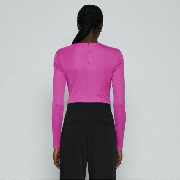 NWT FARM Rio Twist Detail Cutout Viscose Long Sleeve Bodysuit in Pink size M - Picture 3 of 14
